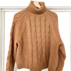 Caramel Brown Turtleneck Knit Sweater